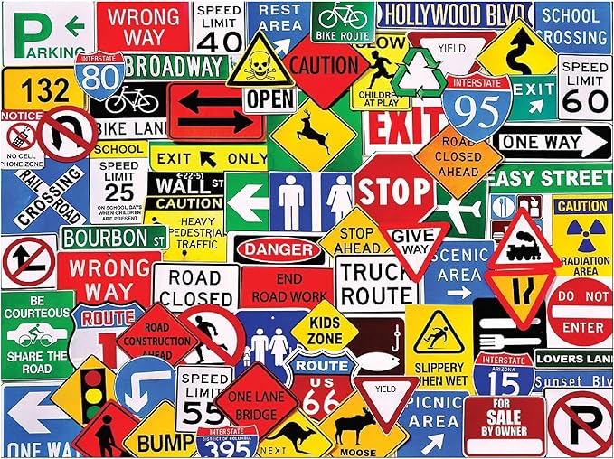White Mountain Puzzles Road Signs - 500 Piece Jigsaw Puzzle