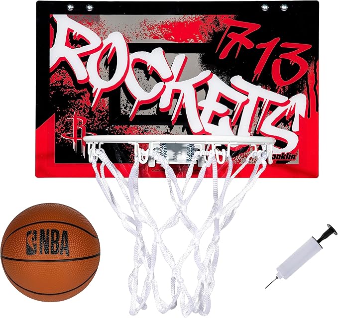 Franklin Sports NBA Team Over the Door Basketball Hoops - Kids Indoor Mini Basketball Hoop + Ball Set - NBA Fan Mini Hoops