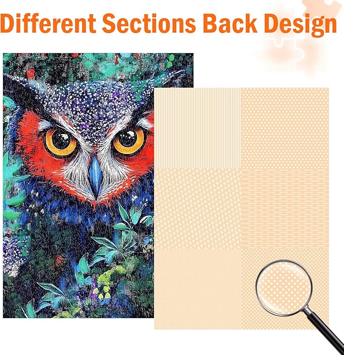 Jigsaw Puzzles for Adults 1000 Pieces, Animal Owl Birds Difficult Challenging Unique Puzzle for Game Night Family Home Decor, 20x27 Inches, Owl