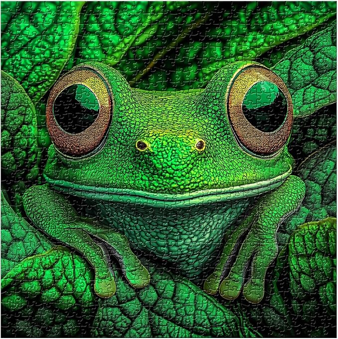 Frog Puzzles for Adults 1000 Pieces, Nature Wild Animal Jigsaw Puzzles, Challenging Forest Puzzle as Wall Decor