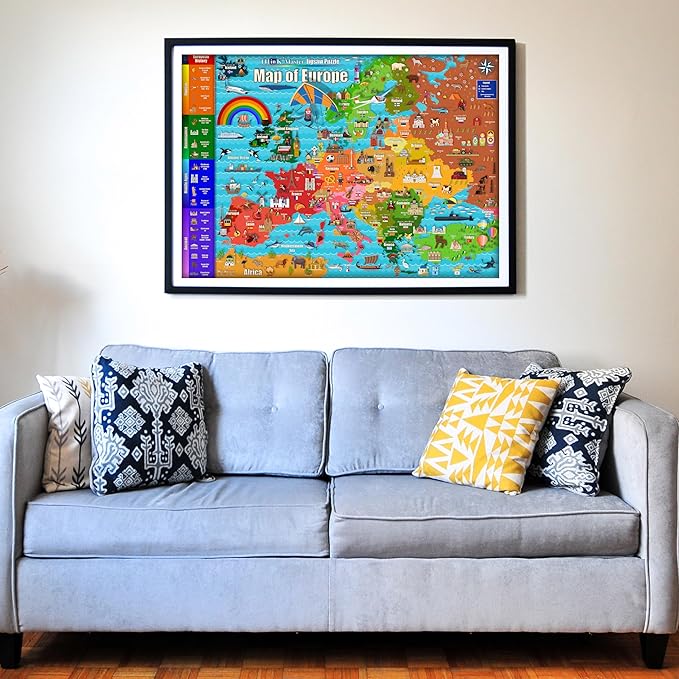 Think2Master Colorful Map of Europe 500 Pieces Jigsaw Puzzle with Very Large Pieces for 13+, Adults & Seniors. Great Gift for Interest in The European Map. Size: 26.8” X 18.9”