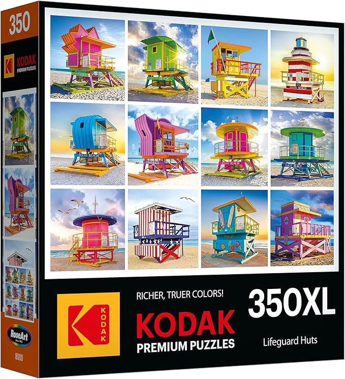 RoseArt - Kodak Premium - Lifeguard Huts - 350 Piece Jigsaw Puzzle for Adults