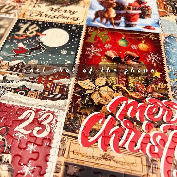 1000 Piece Christmas Puzzle for Adults, 24 Vintage Holiday Scenes Jigsaw Puzzle, 19.2 x 26.6 in Decorative Christmas-Themed Puzzle, Perfect and Family Activity