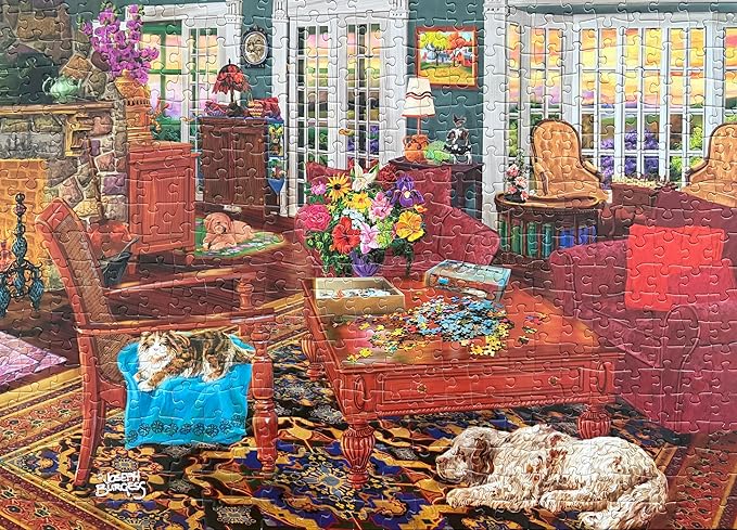 500 Piece Puzzles for Adults - Cottage Puzzle Licensed by Joseph Burgess - Cozy Sanctuary - Enjoy Your Peace