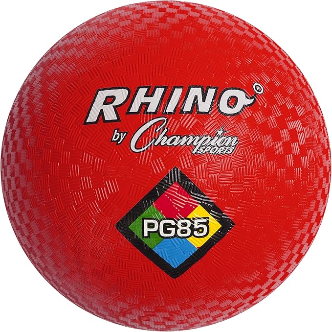 Champion Sports Rhino Playground Balls 8.5" D - Two Ply, Nylon Wound, Red (Set of 1 Ball)
