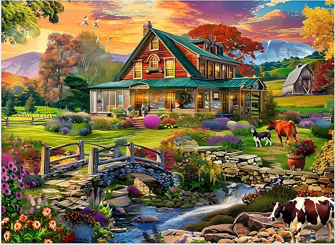 Jigsaw Puzzles for Adults 500 Pieces, Country Life Puzzle Interlock Perfectly Letter on Back No Dust, Challenging Puzzle Home Decor Birthday Party Gift Toy for Men Women Olders Seniors (21 x 15 in)