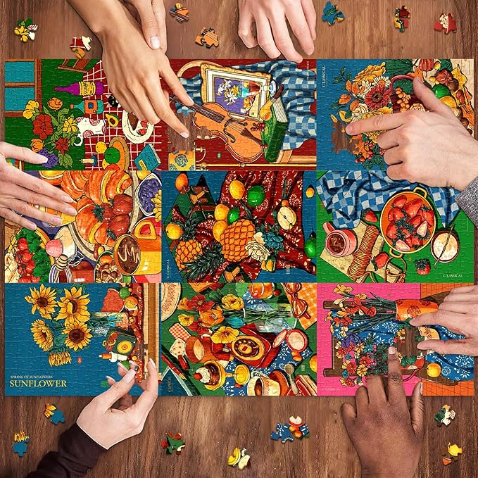 HUADADA Puzzles for Adults 1000 Pieces, 3x3 Grid Illustration Challenge Puzzle, Original llustration 1000 piece Puzzle for Adults ‌Family Interactive Game Gift