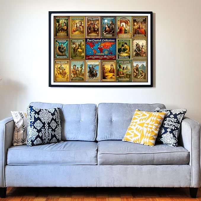 Think2Master Colorful Post Classical Civilization 500 Pieces Large Format Jigsaw Puzzle: 13+, Teens, Adults & Families. Great Gift with Historical Timeline & World Map. Size: 26.8” X 18.9”