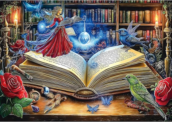 Blueforest 1000 Piece Puzzle for Adults - Magical Spellbook Fairy Fantasy Art, 27.5x19.7 Inches Premium Jigsaw Puzzle for Game Nights Relaxation & Home Decor