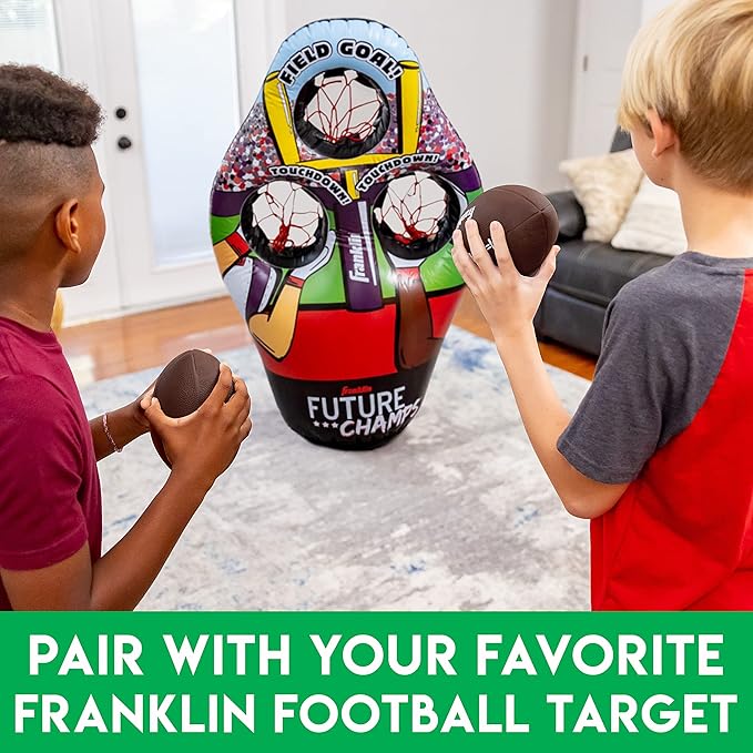 Franklin Sports Kids Football Target Toss Game - Inflatable Throwing Target Toy with Soft Mini Footballs - Fun Kids Sports Game