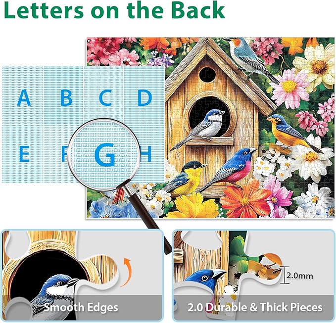 500 Pieces Puzzle for Adults,Birds Flower Puzzle, Recycled Cardboard Animals Jigsaw Puzzles 500 Pieces,Challenging Puzzles Game Home Decor Birthday Party Gift Toy for Adults Seniors 20.5 * 15 in