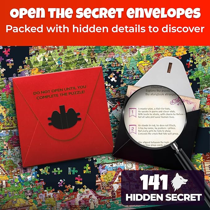 QUOKKA 1000 Piece Jigsaw Puzzle for Adults Red Riding Hood – Puzzles for Adults 1000 Pieces Premium Box Packaging - Extra Fun Hidden Secrets & Audio Story – Perfect Relaxation Creativity Gift