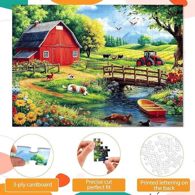 1000 Piece Farm Barn Jigsaw Puzzle for Adults, Fields Grass Puzzles for Adults 1000 Pieces, Challenging Puzzle for Friends Family Activity Game Nights, Finished Size 27.6" x 19.7"