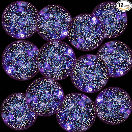 12 Pack 12 Inch Glow in The Dark LED Beach Ball Jumbo Confetti Glitters Inflatable Ball Swimming Pool Game for Party Pool Summer