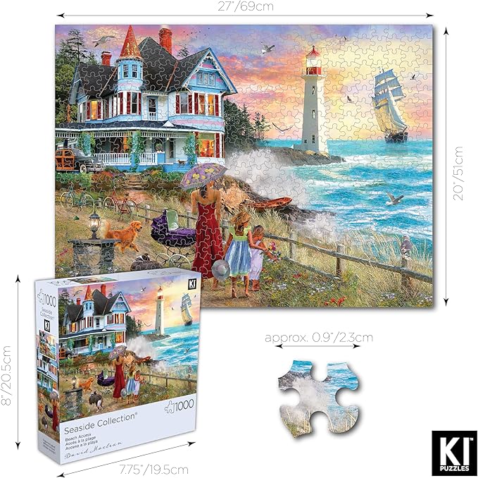 1000 Piece Puzzle for Adults David Maclean Picking Wildflowers Lighthouse Colorful Jigsaw 27x20