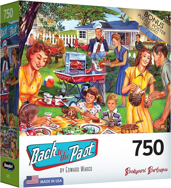 RoseArt - Back to The Past - Backyard BBQ - 750 Piece Jigsaw Puzzle for Adults
