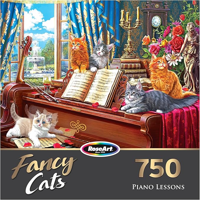 RoseArt - Fancy Cats - Piano Lessons - 750 Piece Jigsaw Puzzle for Adults