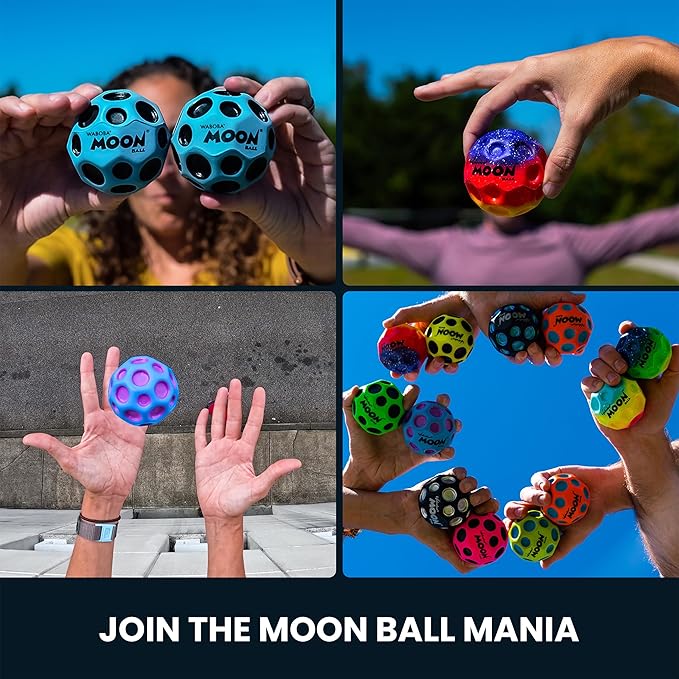 Waboba The Original Moon Ball - Hyper Bouncy Ball – Makes Pop Sound When Bounced - All Ages Extreme Bounce & Fun - Perfect for Active Play & Indoor or Outdoor Games
