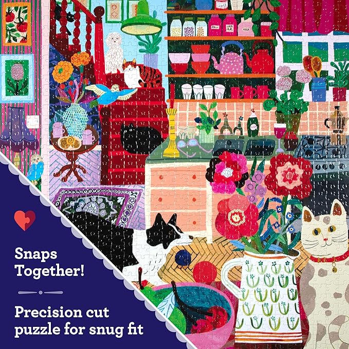 eeBoo 1000 Piece Puzzle - Pets in The Kitchen Jigsaw Puzzle for Adults, Square 23" x 23" Made with Recycled Board & Vegetable-Based Ink