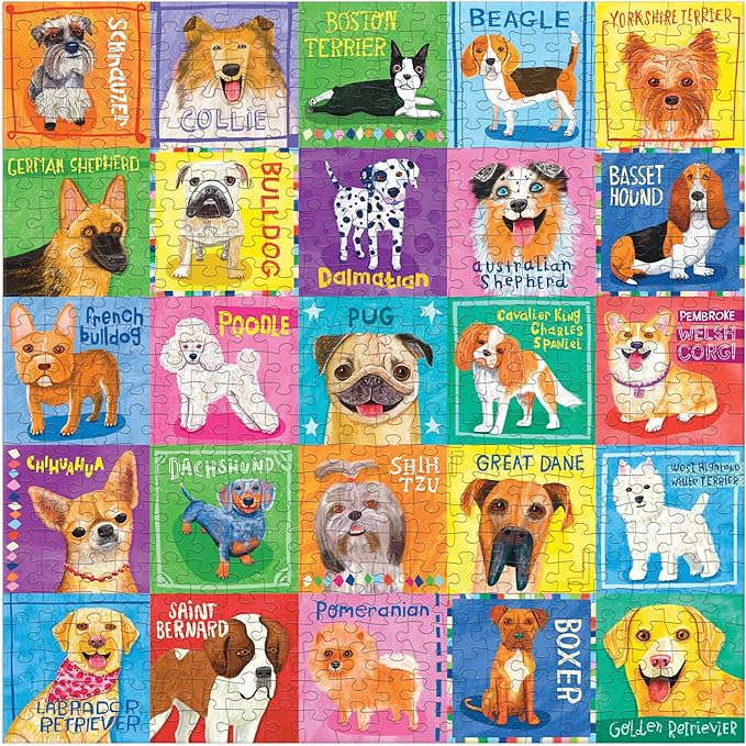 Mudpuppy Pawsome Portraits! – 500 Piece Family Jigsaw Puzzle with Colorful and Fun Illustrations of A Variety of Dogs for Children Ages 8 and Up