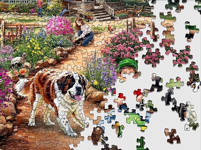 Springbok Life on The Farm 350 Piece Jigsaw Puzzle for Adults - John Deere Tractor - Unique Cut Pieces - Made in USA