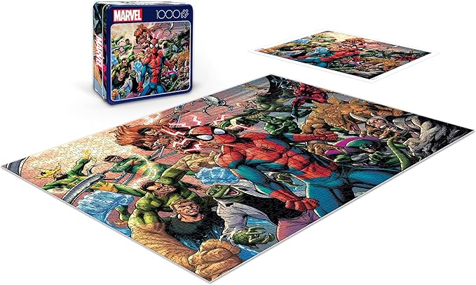 Buffalo Games - Marvel - Spider-Man Sinister War - 1000 Piece Jigsaw Puzzle for Adults - Collectible Tin Case - Finished Size is 26.6 x 19