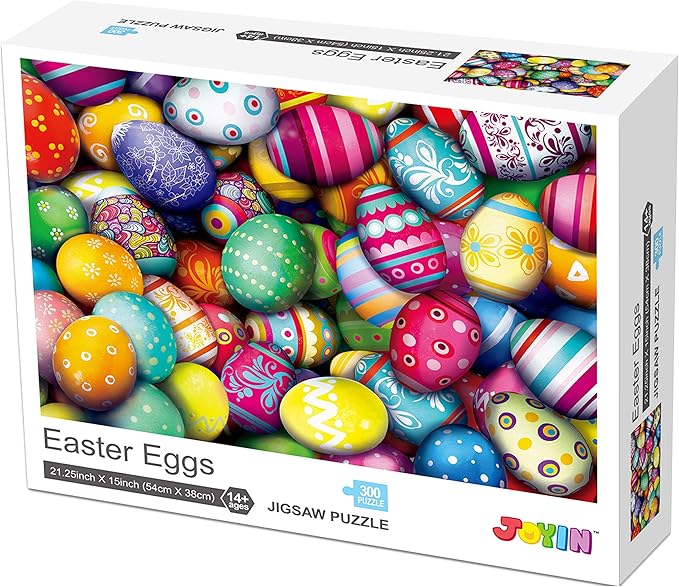 JOYIN 300 Large Piece Jigsaw Puzzle (21.25 x 15 inches) Eggcellent for Easter Party Favors Plush Easter Basket for Baby, Toddler & Kids of All Ages