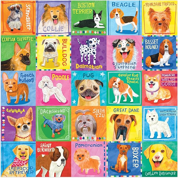 Mudpuppy Pawsome Portraits! – 500 Piece Family Jigsaw Puzzle with Colorful and Fun Illustrations of A Variety of Dogs for Children Ages 8 and Up