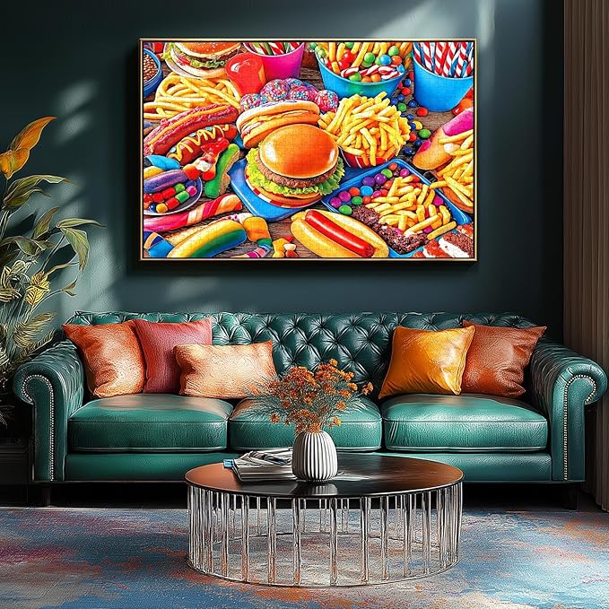 MINIWAN Hamburger 500 Piece Puzzles for Adults, Junk Food Feast Jigsaw Puzzle, 23x15 Inches with Unique Irregular Shaped Pieces for Relaxation & Home Wall Decor