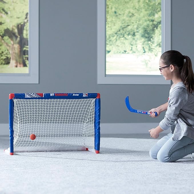 Franklin Sports NHL Mini Hockey Set - Kids Indoor Knee Hockey Goal, Ball, + 2 Stick Combo - Youth Team Indoor Toy Set - Official - Ages 3+