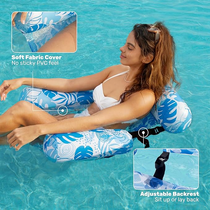 SLOOSH Inflatable Pool Floats Adult,2 Packs Floating Lounge Chairs,Blow up Pool Noodles for Adult Heavy Duty,Floating Chair for Party Summer Water Beach Lake Fun