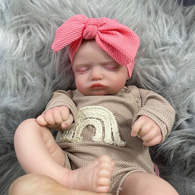 MRB Lifelike Reborn Baby Dolls, 18 inch Realistic Baby Dolls Soft Weighted Body Real Life Baby Dolls Girl, Collectible Newborn Doll with Accessories Gifts for Kids Age 3+