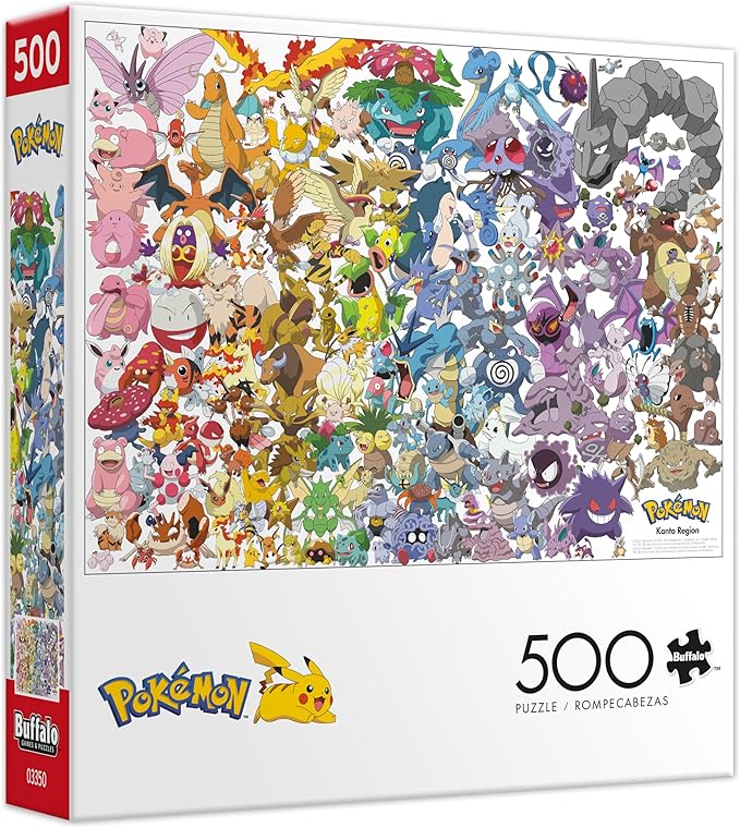 Buffalo Games – Pokemon: Kanto 151 500 Piece Jigsaw Puzzle Colorful Puzzle for Adults – Precision-Cut Pieces, Beautiful Artwork, and Hours of Relaxing Fun