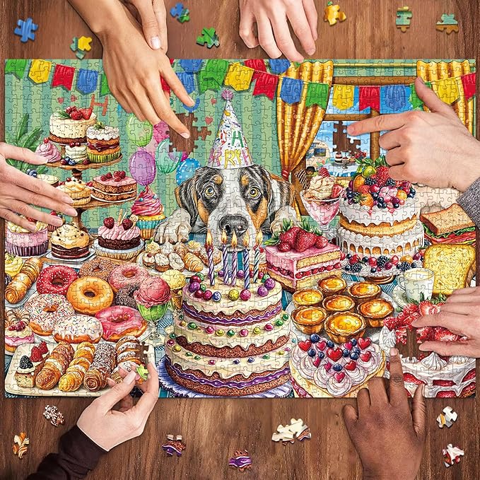 Dog Desserts Jigsaw Puzzles for Adults 1000 Pieces, Interlock Perfectly Letter on Back No Dust, Home Decor Birthday Party Puzzle, 1:1 Poster Jigsaw Puzzles for Adults