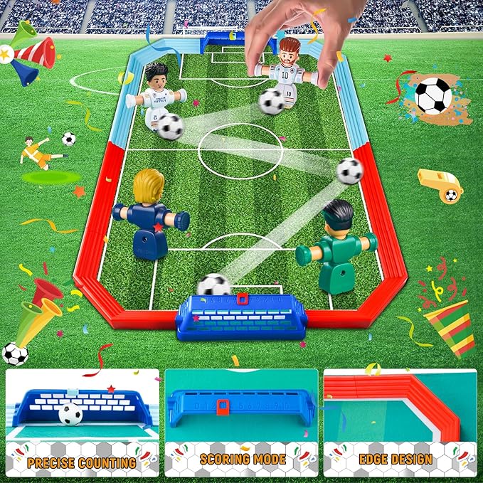 Soccer Board Game for Kids, Mini Foosball Table Toys with Figures- Interactive for 6 7 8-12 Year Old Boys Kids, Perfect Football Gifts for Indoor Home Party Playroom Family Travel
