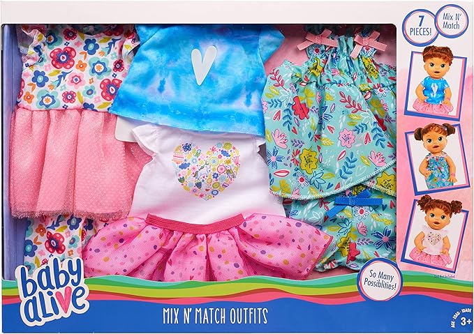 Baby Alive Mix N' Match Outfit Set, Fits Most 12" - 14" Dolls, Doll Not Included, Pretend Play, Kids Toys for Ages 3 Up by Just Play