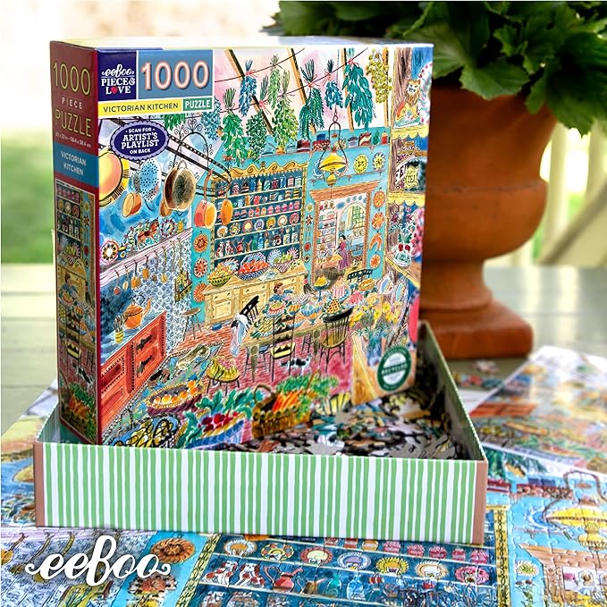 eeBoo 1000 Piece Puzzle - Victorian Kitchen Jigsaw Puzzle for Adults, Square 23" x 23" Made with Recycled Board & Vegetable-Based Ink