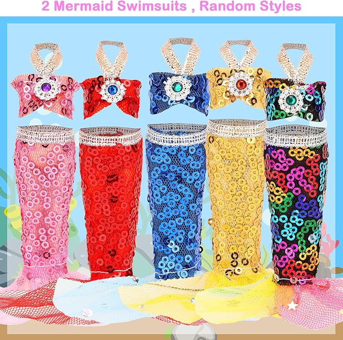 Mini 5.3 inch Doll Clothes and Accessories 6 Beach Swimsuits 3 Dresses with 2 Swimming Rings 2 Drinks 2 Hats 2 Glasses 2 Shoes