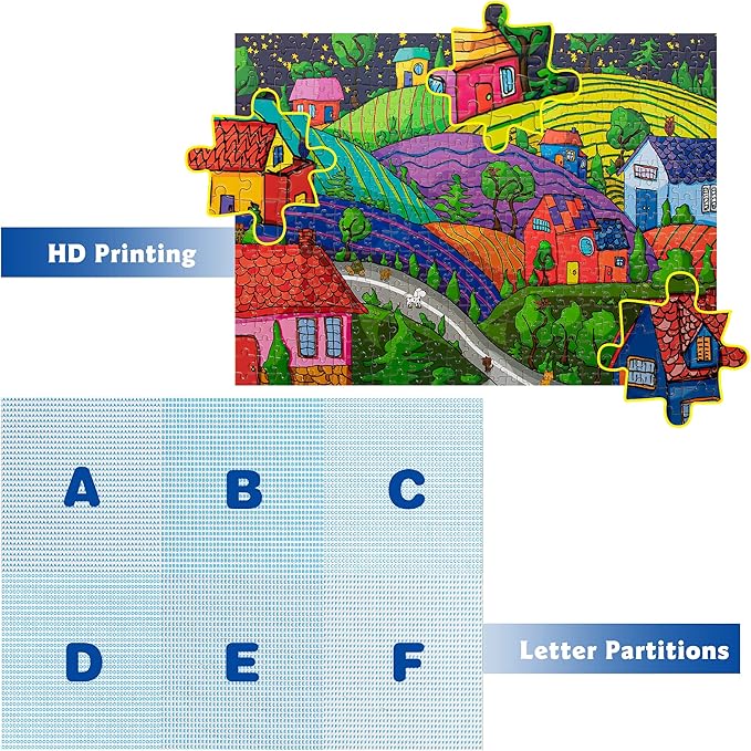 Lavievert Jigsaw Puzzle 500 Piece Puzzle for Adults - Village Under The Stars