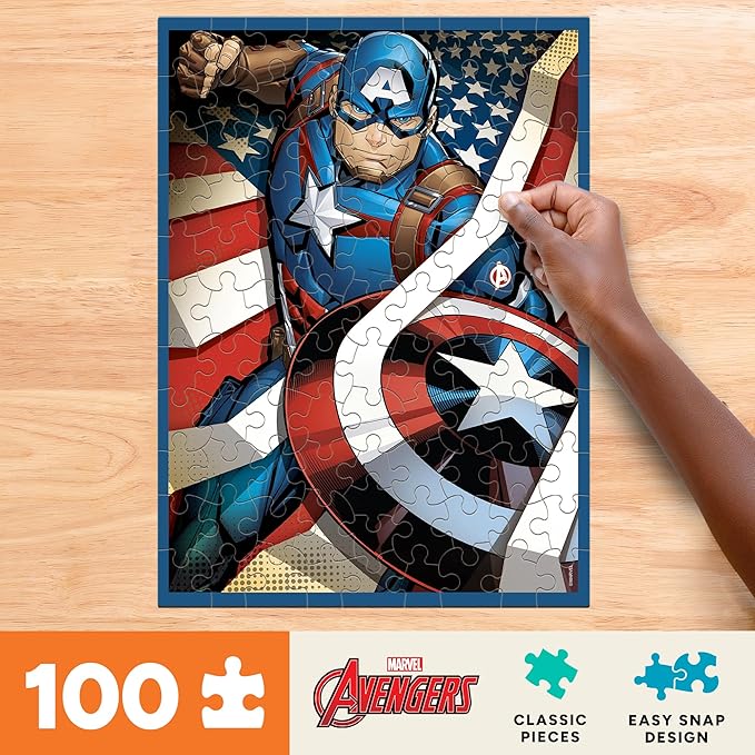 Buffalo Games - Marvel - Captain America: The First Avenger - 100 Piece Jigsaw Puzzle for Families -Challenging Puzzle Perfect for Game Nights - Finished Size is 15.00 x 11.00