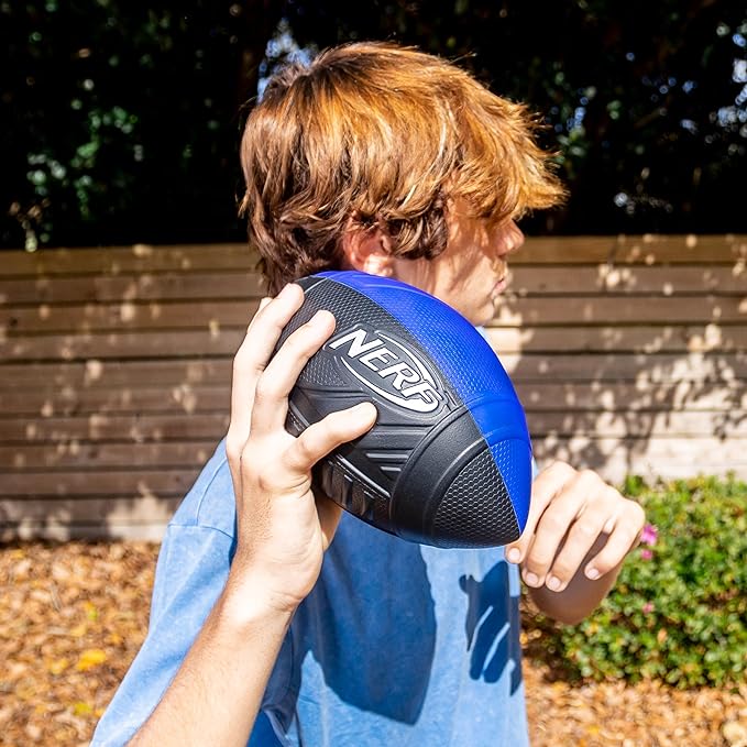 Nerf Pro Grip Football, Blue, Classic Foam Ball, Easy to Catch & Throw, Sports Toys, Christmas Gifts or Stocking Stuffers for Kids