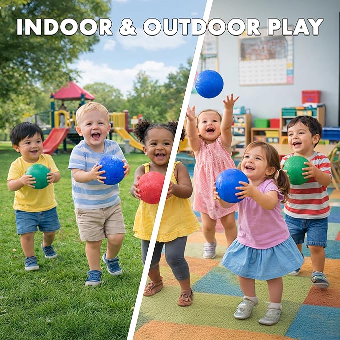 5 Inch Playground Balls for Toddlers and Kids 3 Pack Sports Rubber Outdoor Indoor Ball Gift Toy Soccer Dodgeball Bouncy Inflatable Small Size