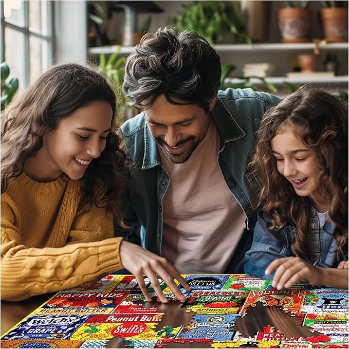 White Mountain 1000 Piece Jigsaw Puzzle Vintage Food Labels Puzzles with Large Pieces Gift for Adults and Family 24"x30" - Peanut Bitter & Jelly