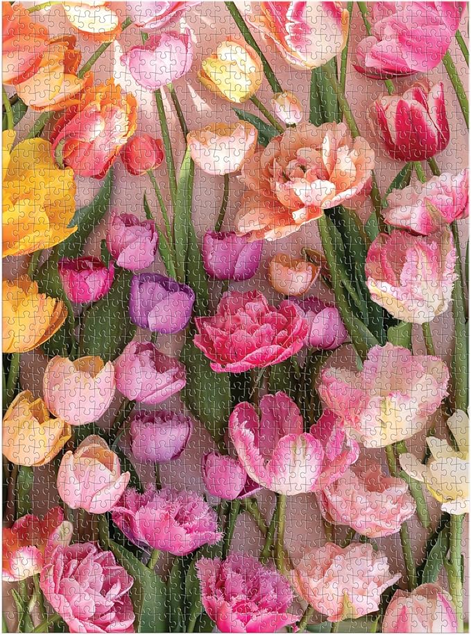 Galison Ephemeral Tulips– 1000 Piece Jigsaw Puzzle Featuring Beautiful Artwork of Blooming Spring Tulips