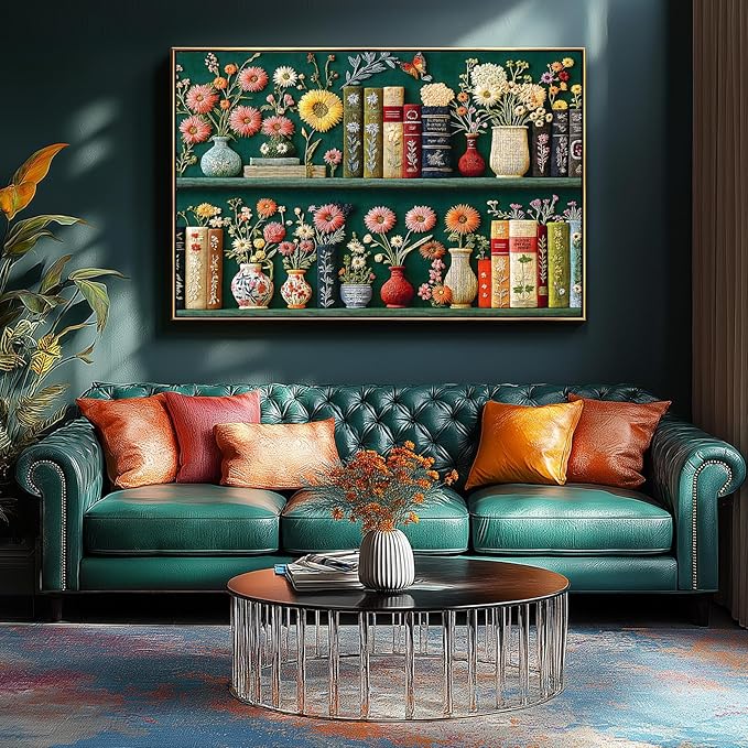 Wildflower Pages Puzzles for Adults 1000 Pieces, Vintage Embroidered Plant Flower Vase Bookshelf Art Jigsaw Puzzle, Gifts for Book Lovers and Garden Enthusiasts (27.5"x19.7")