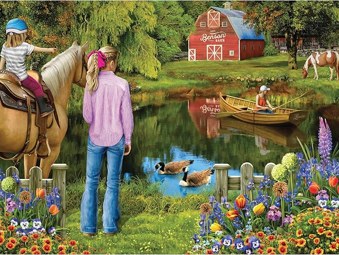 750 Pieces Jigsaw Puzzle at The Benson Farm for Adults by Sharon Steele – 27x20 Inch Whimsical Country Farm Scene – Challenging, Hard and Difficult Puzzle Gift for Puzzle Lovers