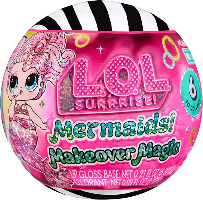 LOL Surprise Mermaids Makeover Magic Tots with DIY Wearable Lip Gloss Makeup for You and Your Doll, Fun Water Play, Gift for Kids Ages 4+ (Pack of 2)