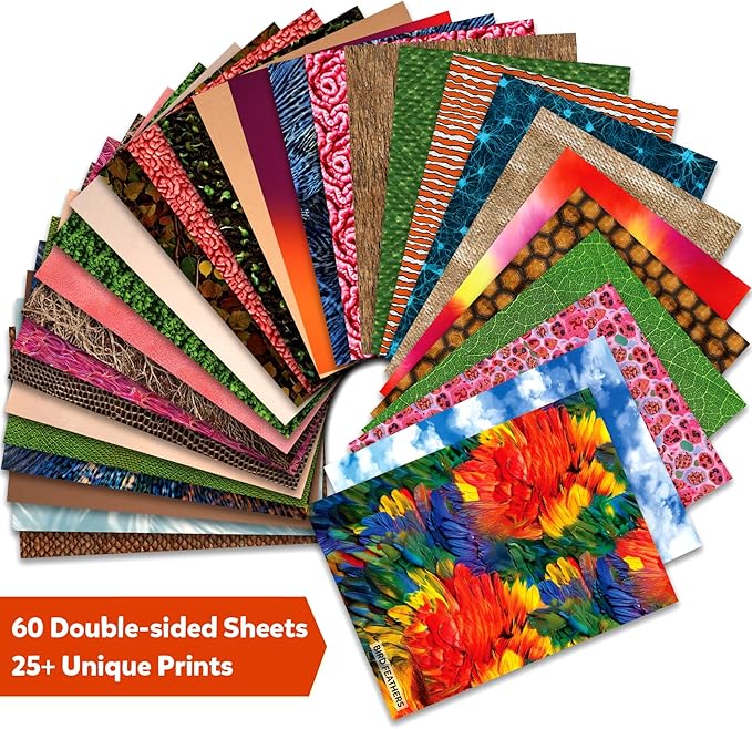 Skillmatics Life Science Construction Paper for Kids - 60 Double-Sided Printed Sheets (9x12), Patterned Craft Paper for Art Projects, Science Activities, DIY Crafts, Scrapbooking & School Supplies