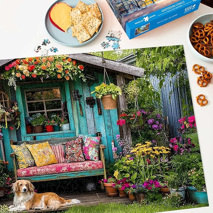 Bimkole Garden Retreat Puzzles for Adults 1000 Pieces, Landscape Paper Jigsaw Puzzle 1000 Pieces - Fun and Challenging Family Decoration Puzzle Great Gift Idea, Finished Size is 31.5 x 16.14 in