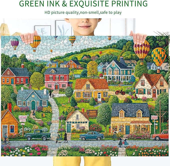 Jigsaw Puzzles for Adults 1000 Pieces, Interlock Perfectly No Dust, Impossible Difficult Hard Fun 1000 Piece Jigsaw Puzzles for Adults-1:1 Poster-Happy Town